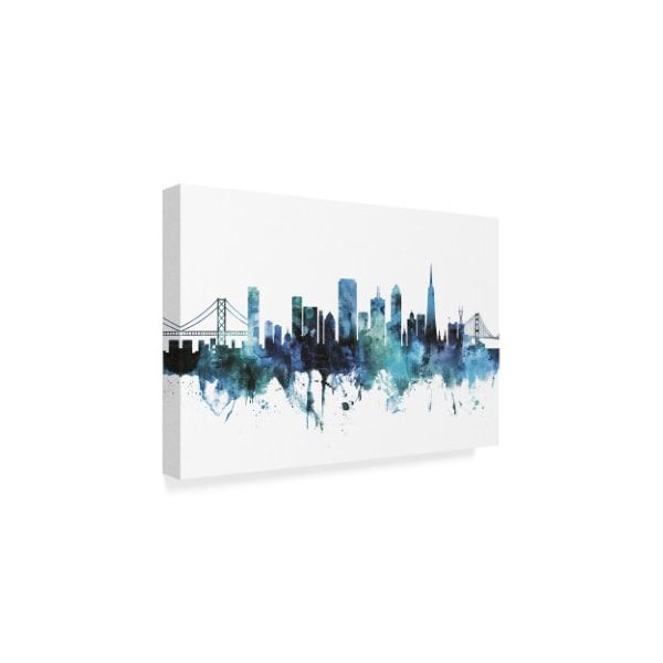 Michael Tompsett 'San Francisco Blue Teal Skyline' Canvas Art,30x47